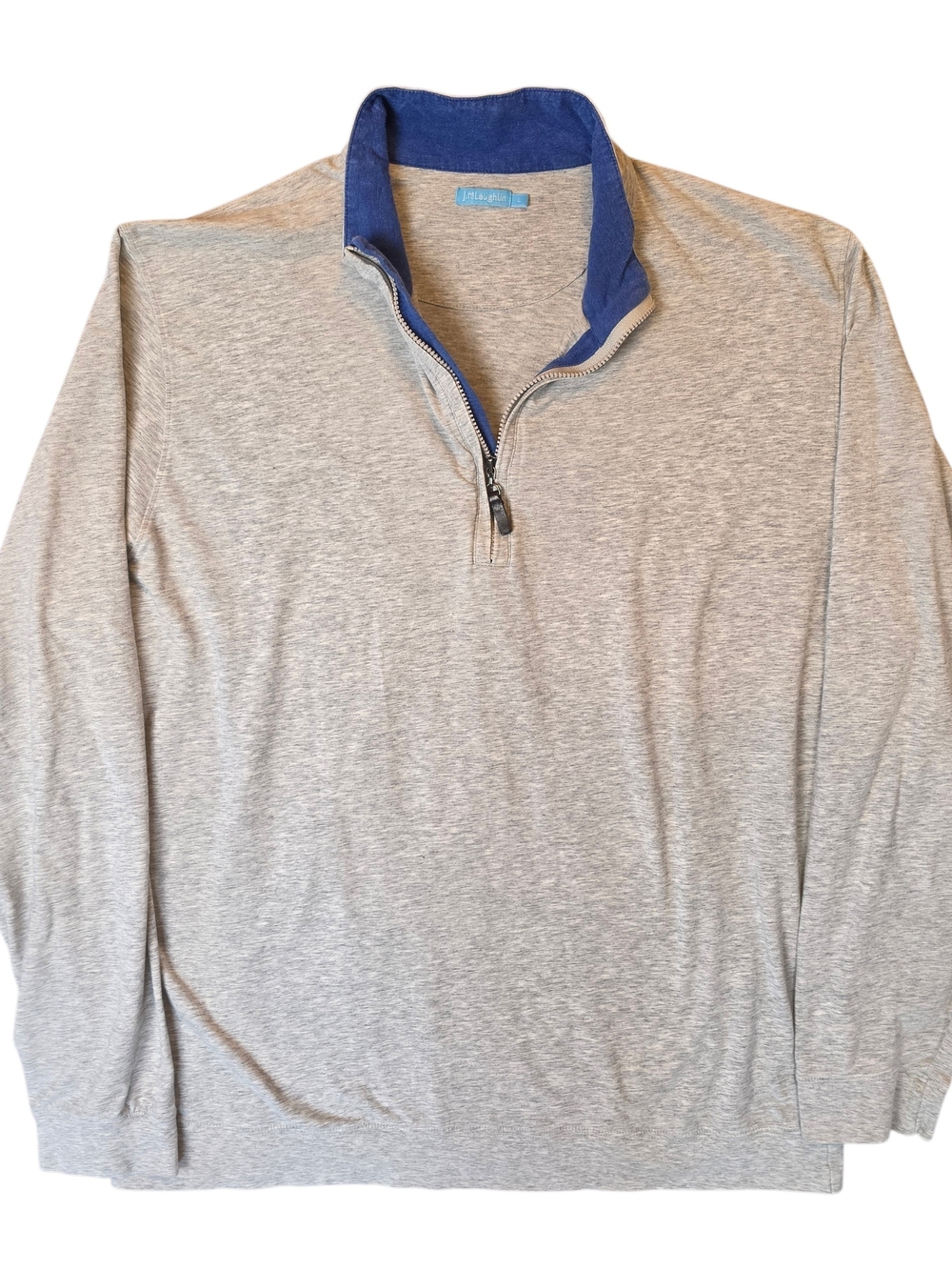 J.McLaughlin Clermont Quarter-Zip Pullover Mock Neck Sweater Grey Blue Large
